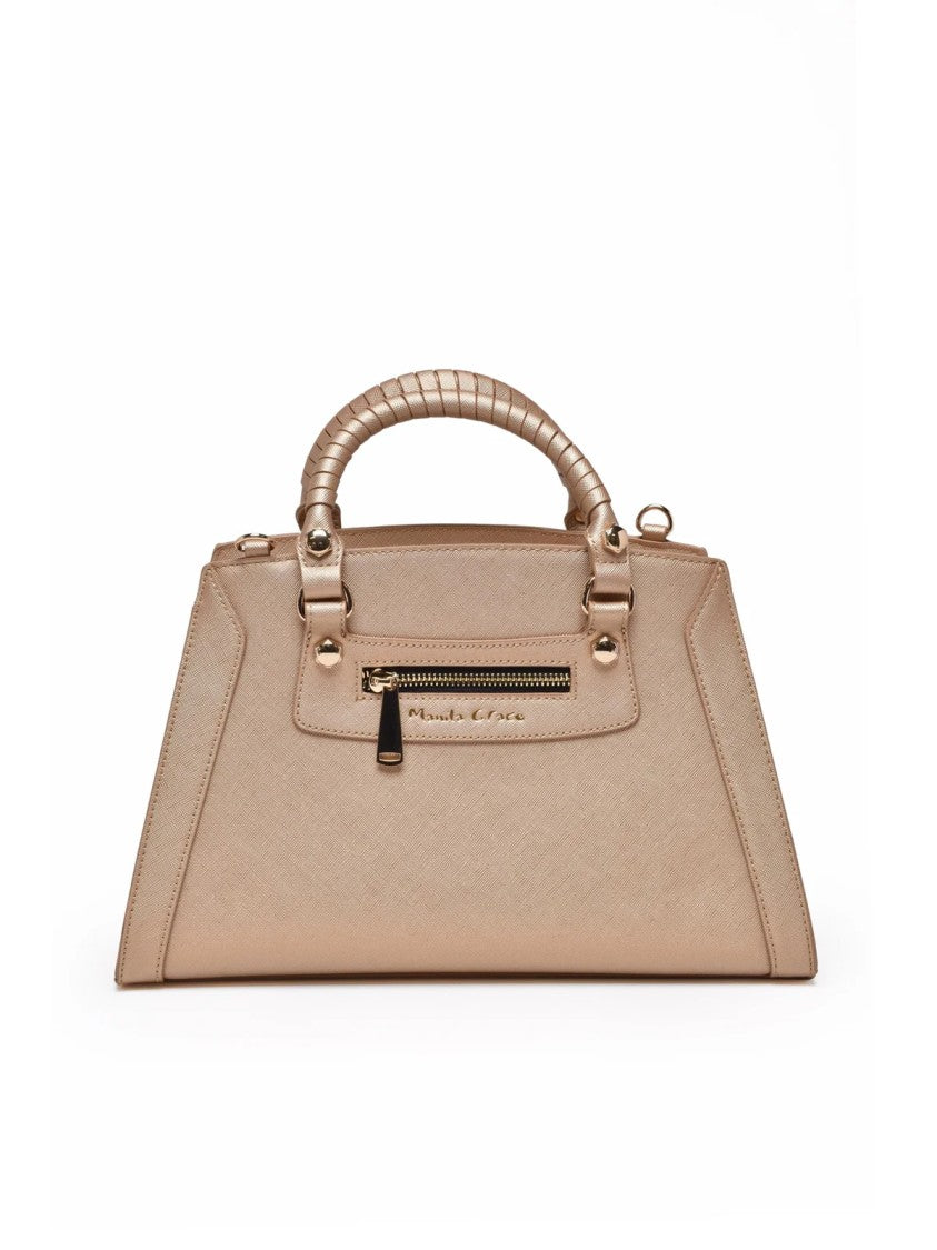 Manila Grace Gold Medium Trapezoidal Polyurethane Shoulder Bag