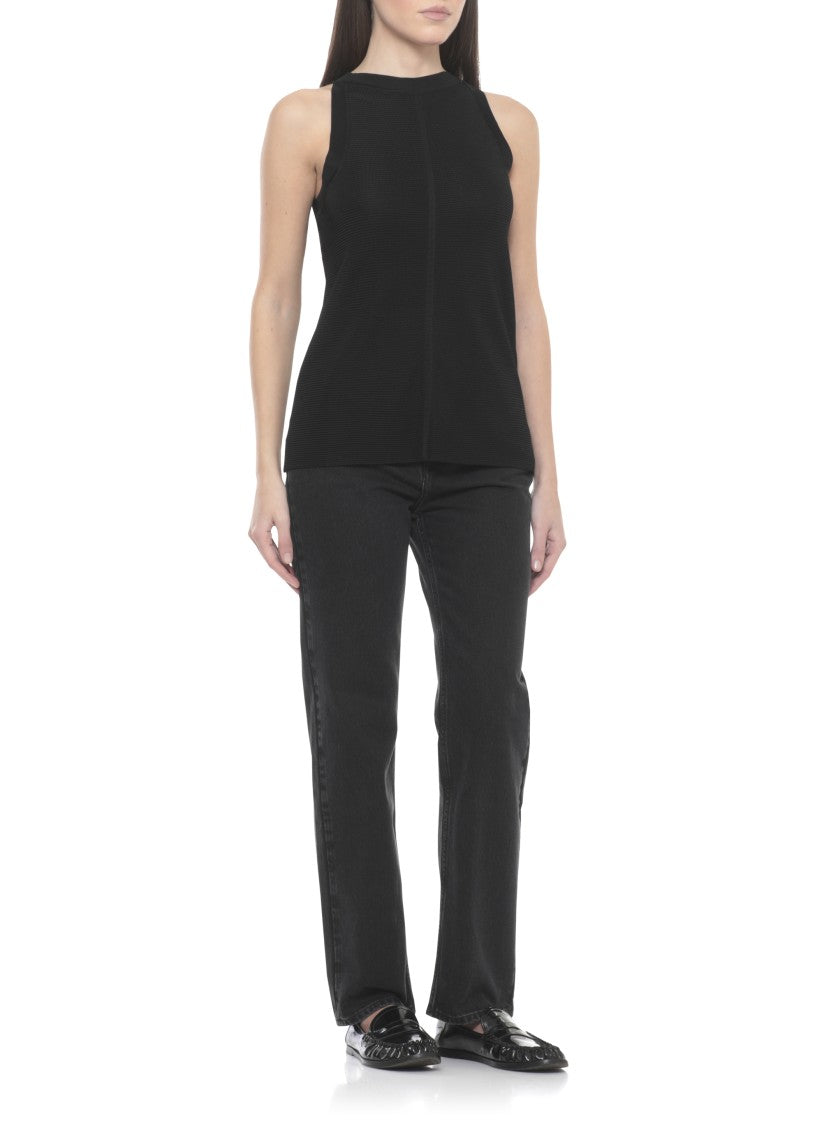 Loulou De Saison Black Ohana Viscose Tank Top