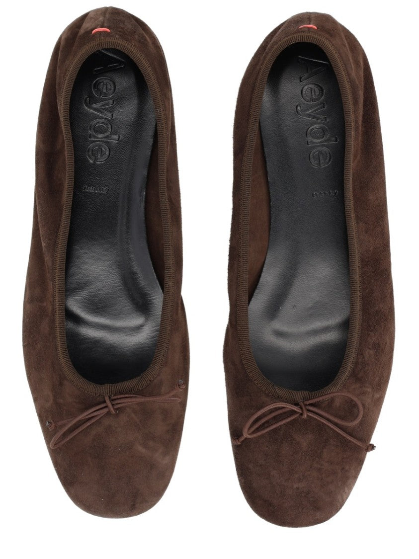 Aeydē Tiby Brown Kid Suede Flats