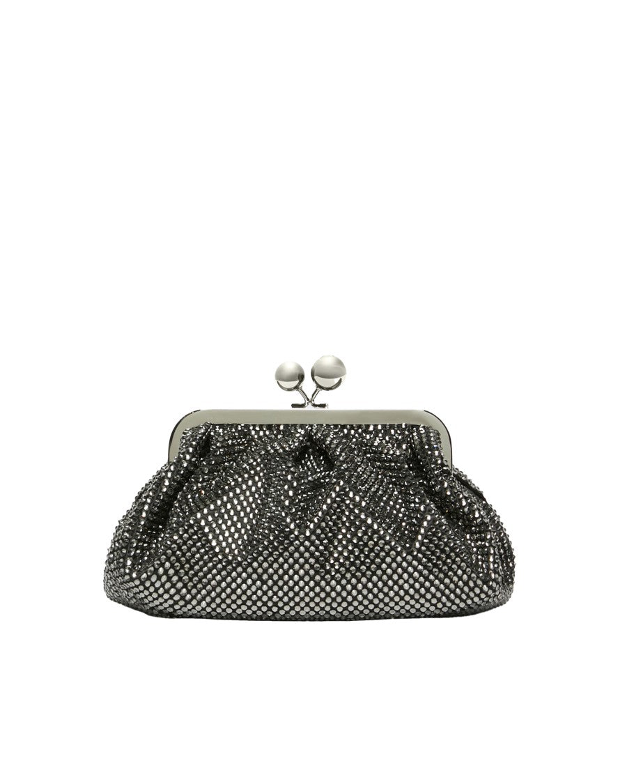 Max Mara Black Pasticcino Small Strass Satin Clutch