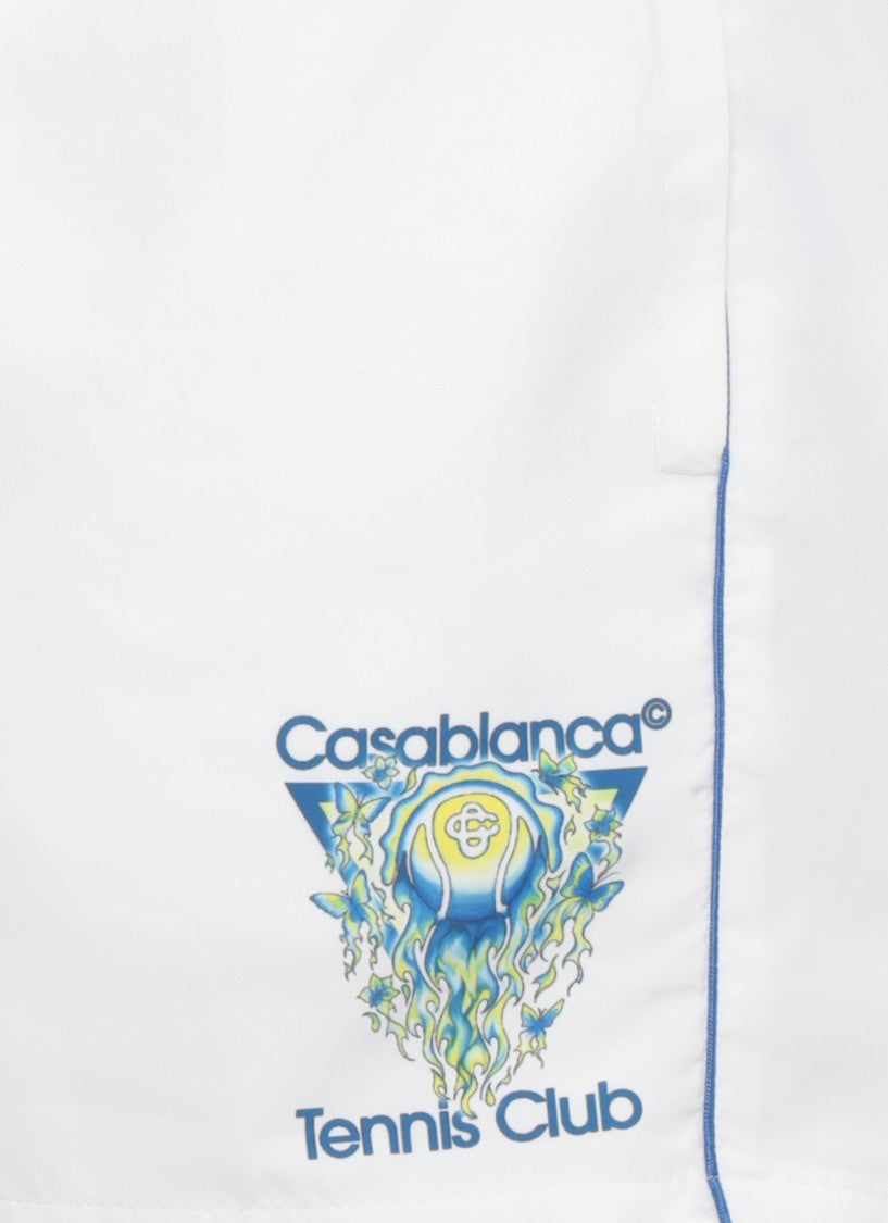 Casablanca White Tffeta Silk Bermuda Shorts