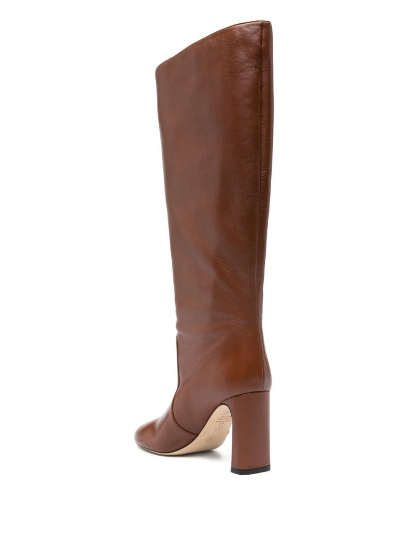 Stuart Weitzman Brown Leather Ankle Boots With Pointed Toe