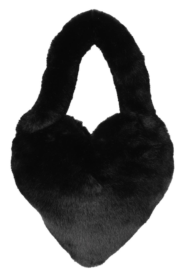 Blumarine Heart-Shaped Faux Fur Bag With Silver Logo