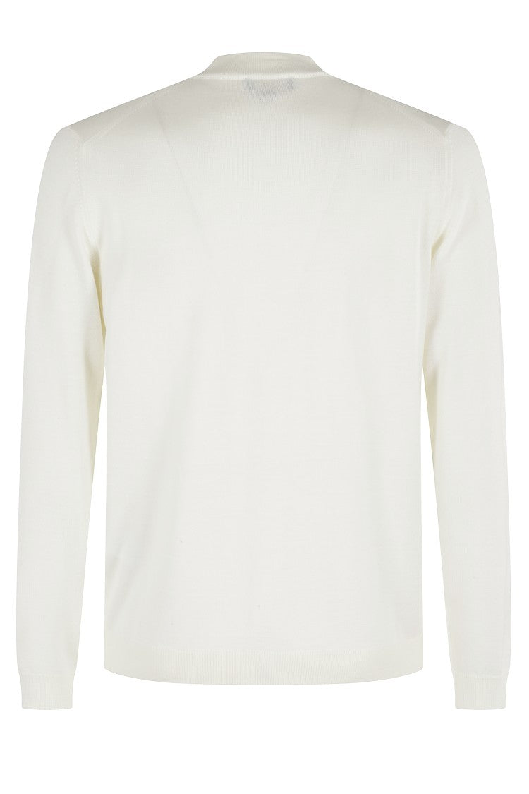 Roberto Collina Long Sleeve Ecru Wool Sweater