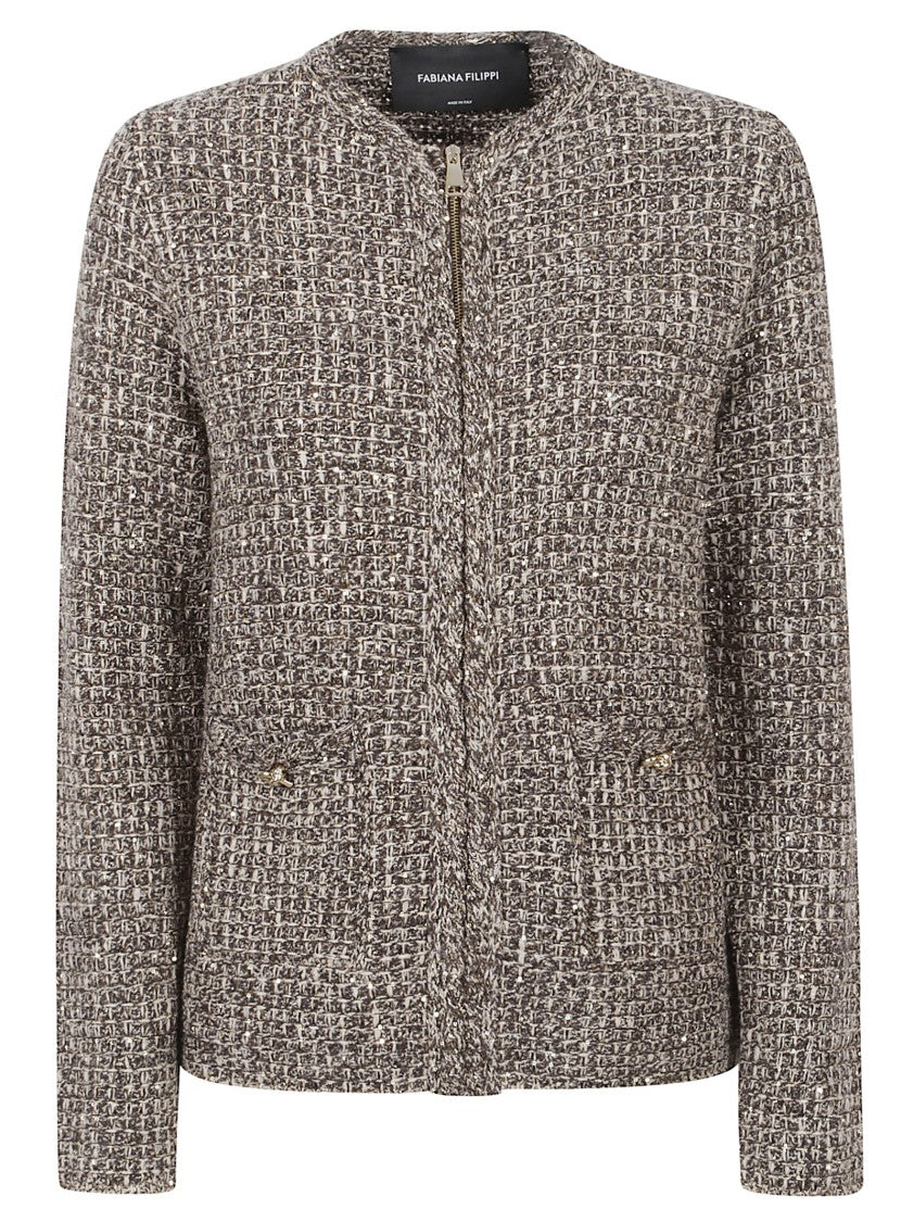 Fabiana Filippi Tweed Sequin Zip Jacket