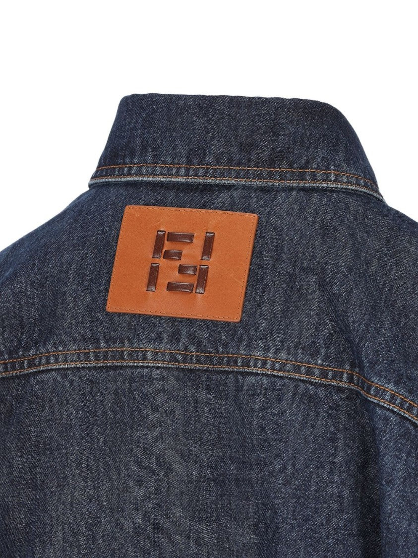 Fendi Dark Denim Jacket With Tailored Waist