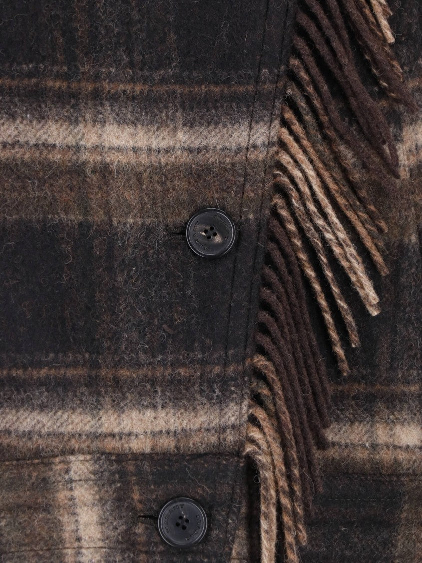 Isabel Marant Étoile Cropped Plaid Jacket With Fringe Detail And Classic Collar