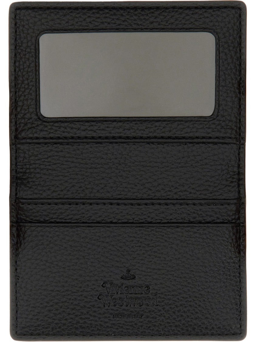 Vivienne Westwood Textured Black Cardholder With Logo Emblem