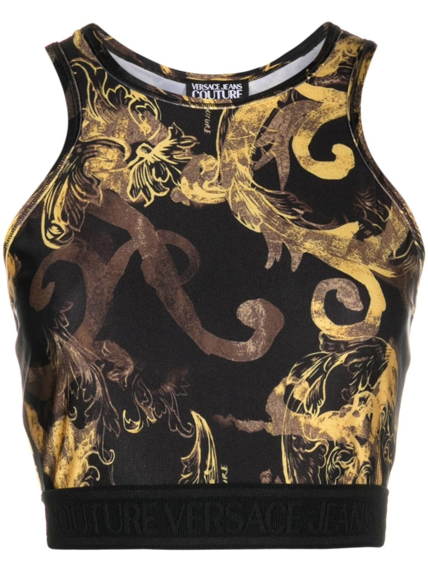 Versace Jeans Couture Wtercolour Couture Crop Top
