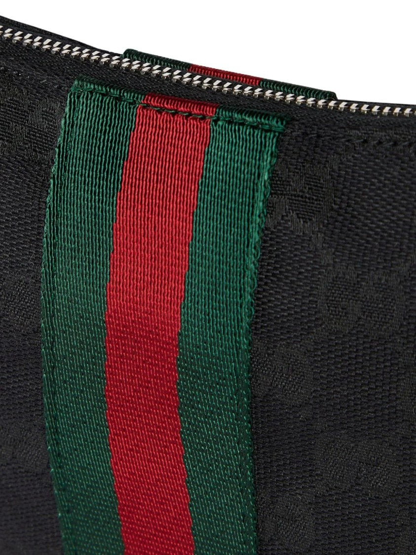 Gucci Black Compact Shoulder Embossed Patterns Stripe Bag