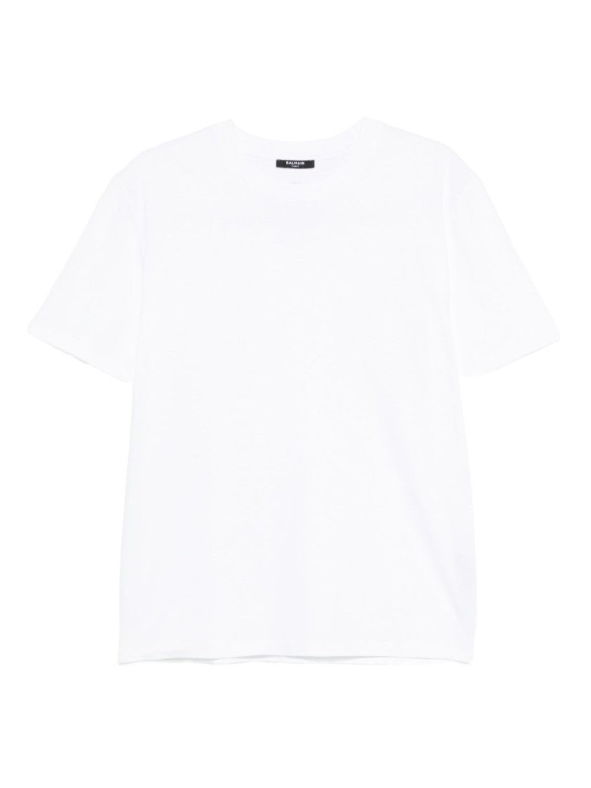 Balmain White Minimalist Subtle Emblem Crew Neck T-Shirt