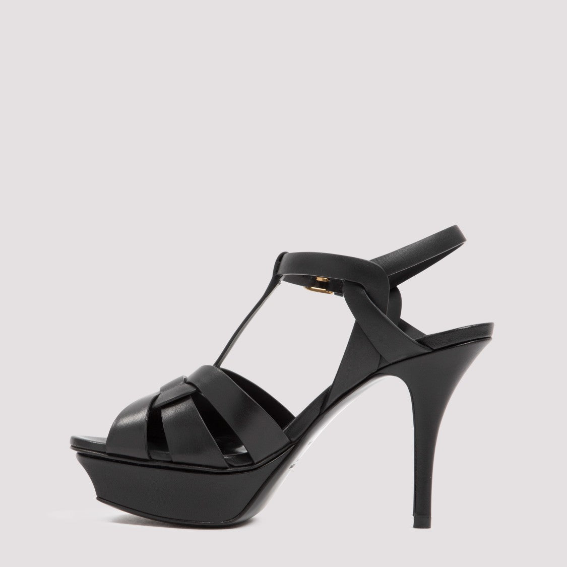 Saint Laurent Black Leather Tribute Sandals