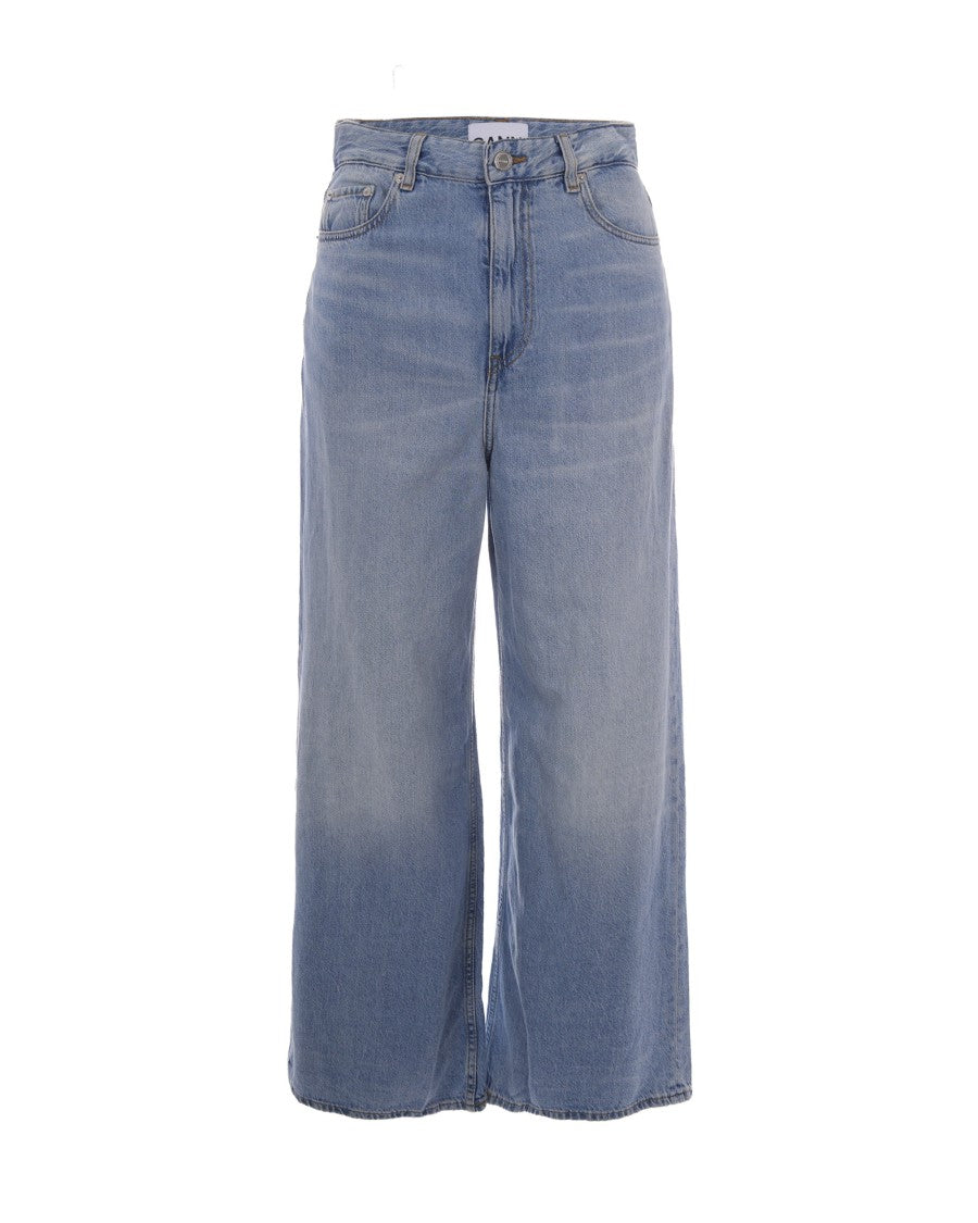 Ganni Light Blue Vintage Wide-Leg Jeans With Five-Pocket Design