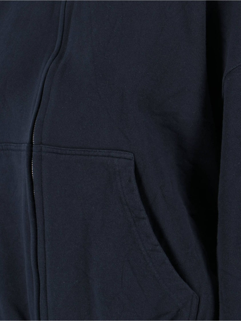 Balenciaga Flipped Uni Black Zip Hoodie With Back Logo