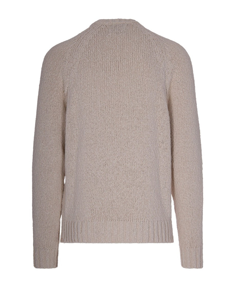 Arte Antwerp Cream Knitted Sweater With Pixel Embroidered Logo