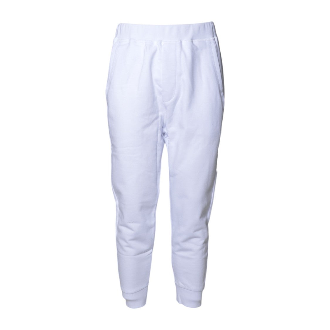 Dsquared2 Tapered-Fit White Trousers With Elasticated Waistband And Cuffs