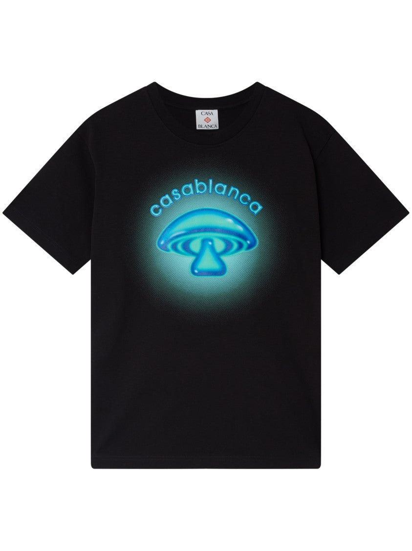 Casablanca Short-Sleeved Boxy-Cut T-Shirt With Bold Mushroom Graphic