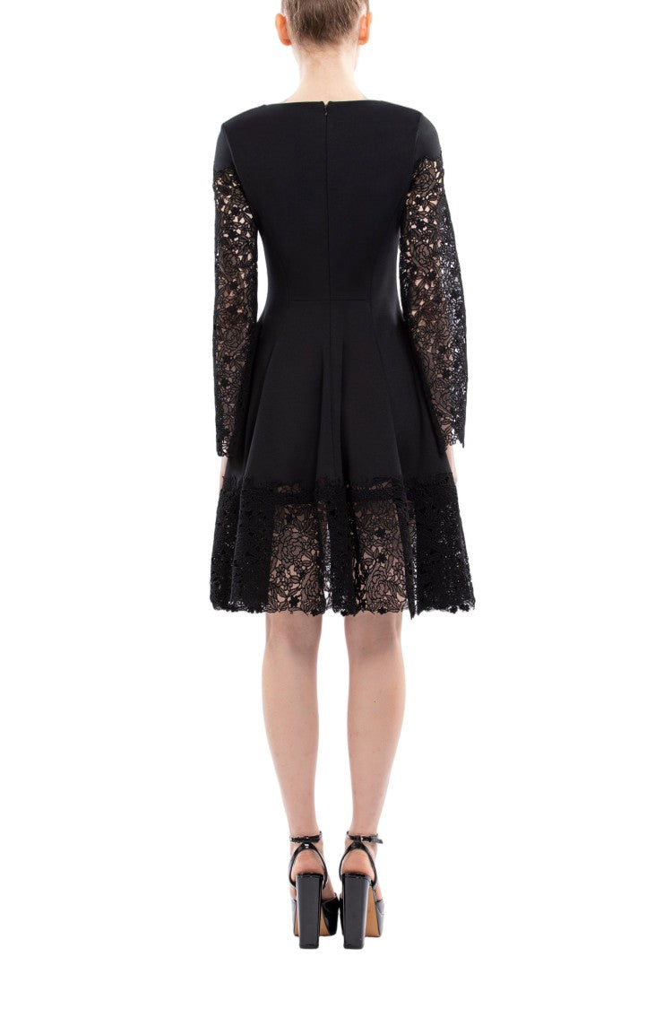 Saiid Kobeisy Jet Black Lace Mini Dress With Intricate Detailing