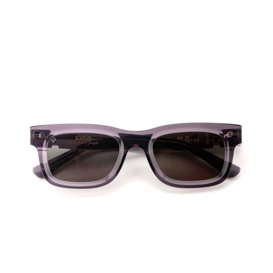 Kyme Jedi3 Bold Rectangular Sunglasses With Translucent Smoky Purple Frame