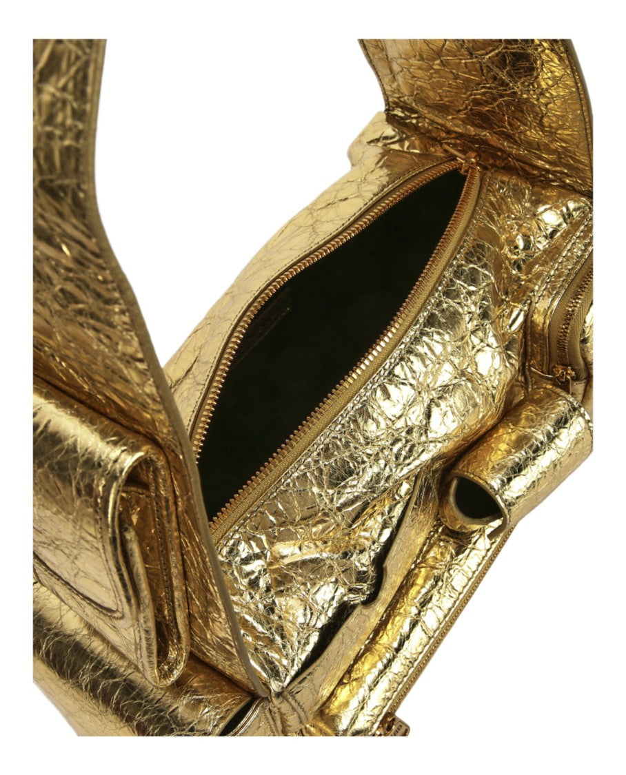 Balenciaga Textured Lambskin Sling Bag With Gold Hardware And Multiple Pockets