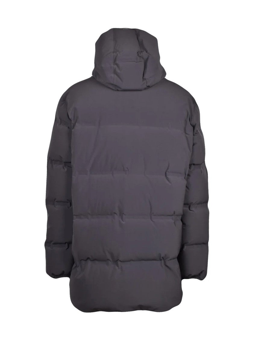 Herno Padded Long Down Jacket With High Collar And Attached Hood
