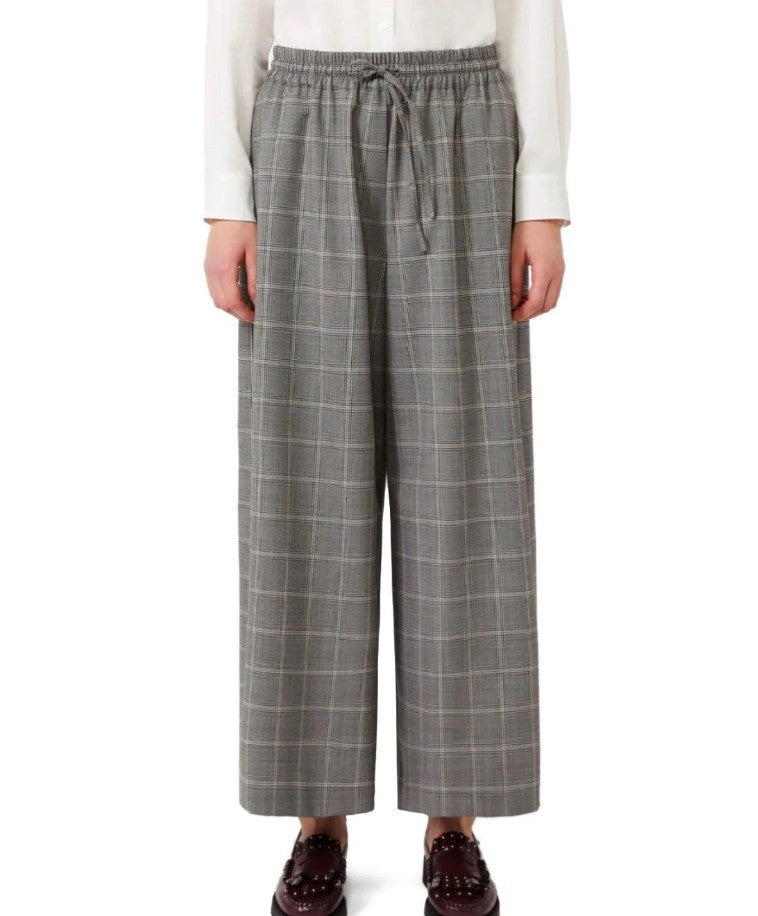 Weekend Wide-Leg Cropped Trousers With Tartan Pattern