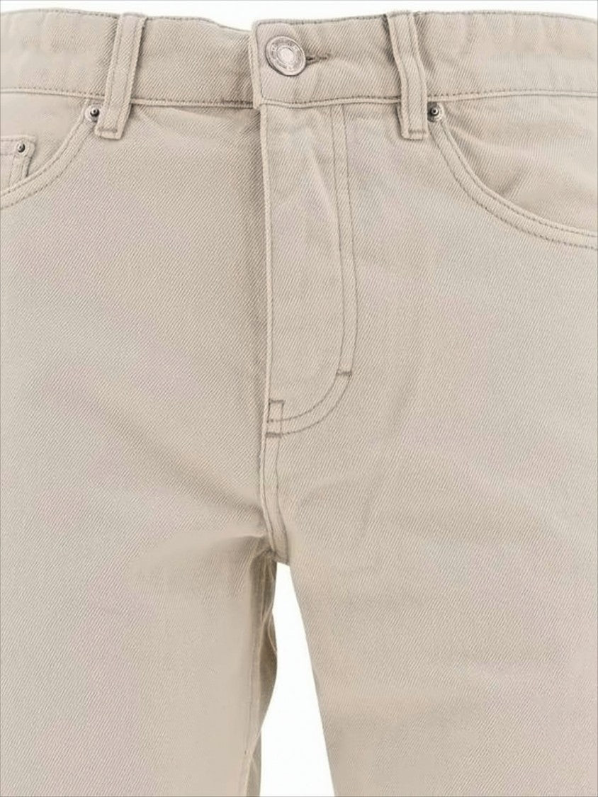 Ami Straight-Fit Five-Pocket Pants With Leather Patch Detail