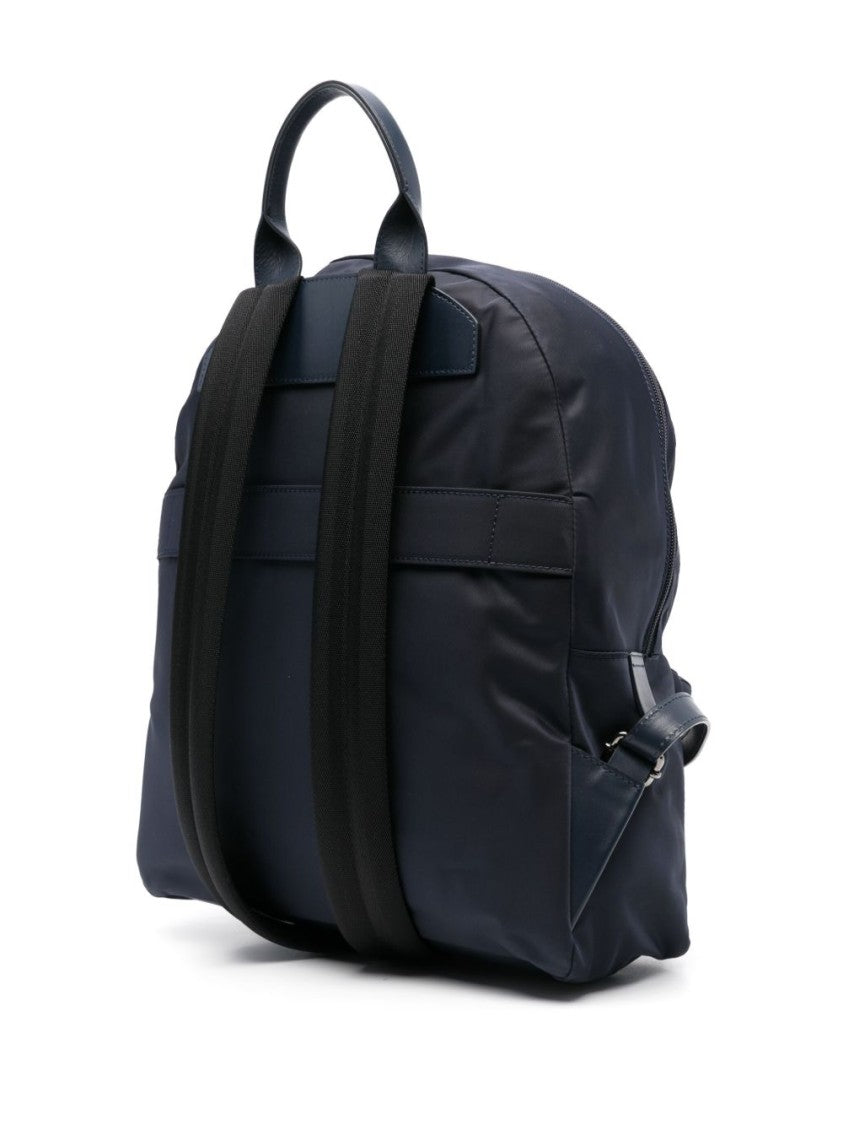 Kiton Navy Blue Backpack With All-Around Zip Fastening And Adjustable Straps