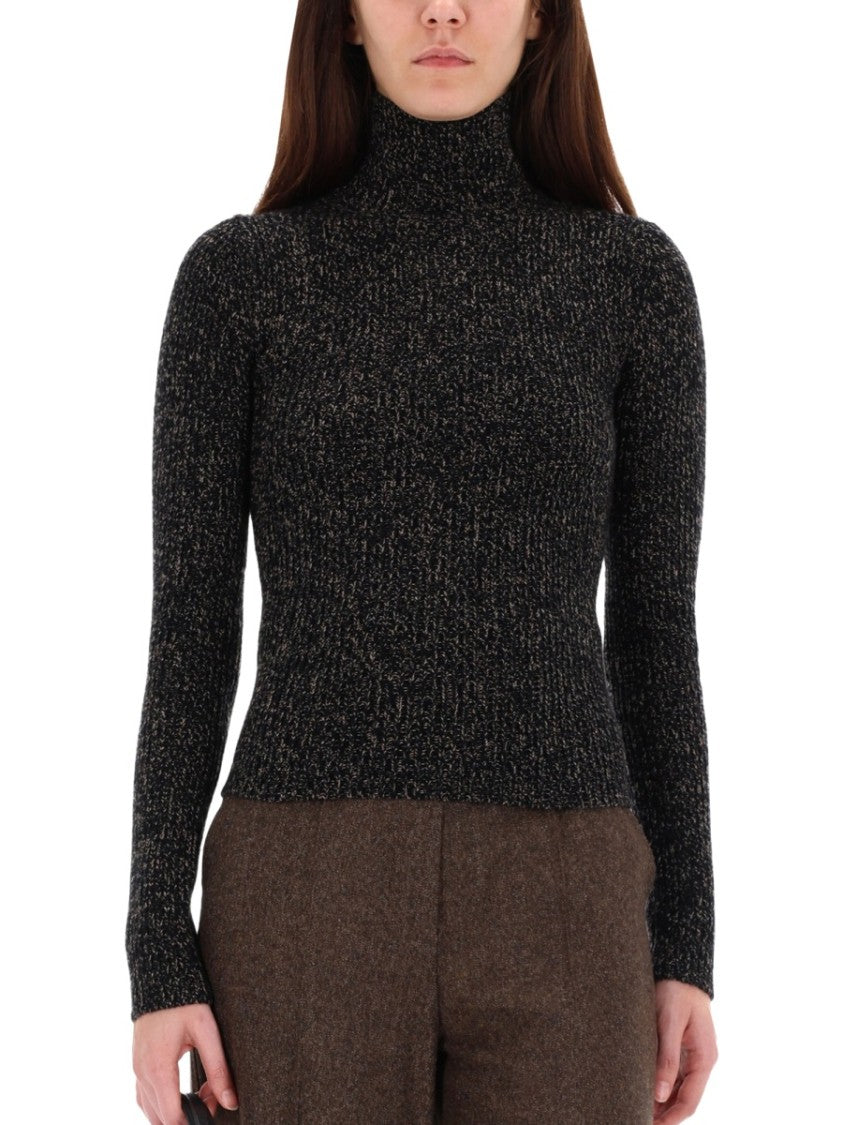Max Mara Textured Mouliné Turtleneck Sweater With High Neckline