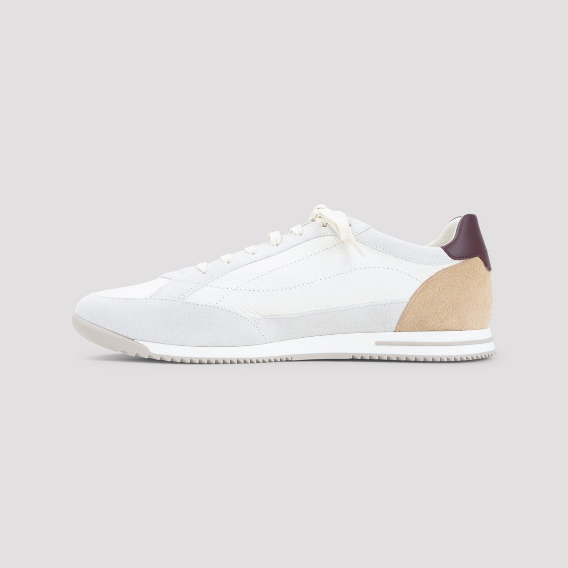 Brunello Cucinelli Premium Leather Sneakers With Suede Accents And Textured Sole