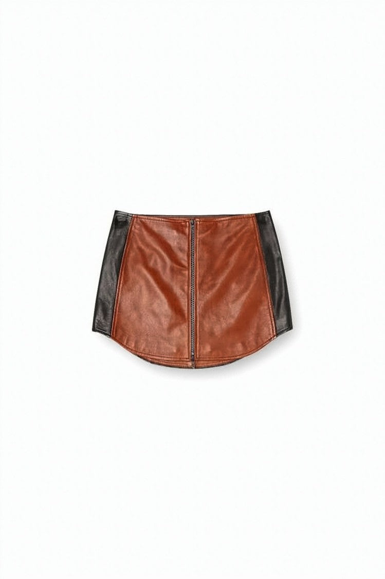 Diesel Two-Tone Lambskin Mini Skirt