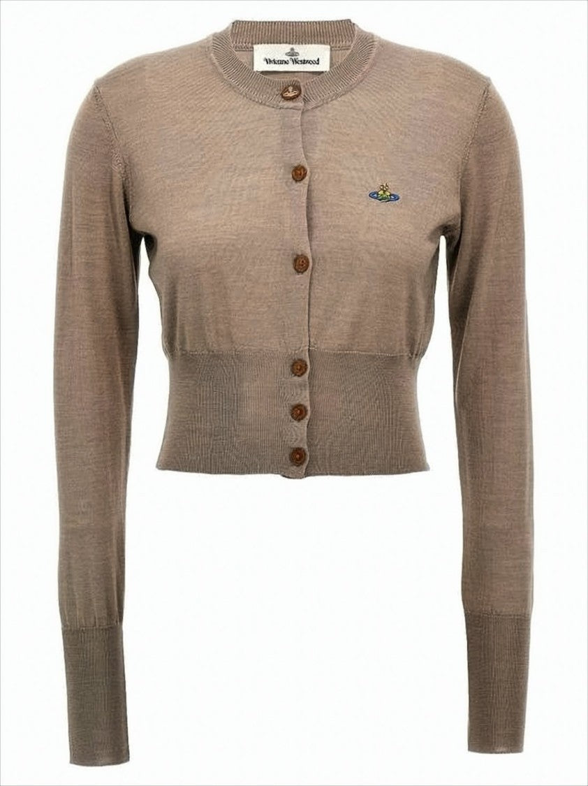 Vivienne Westwood Cropped Knit Cardigan With Wooden Button Front