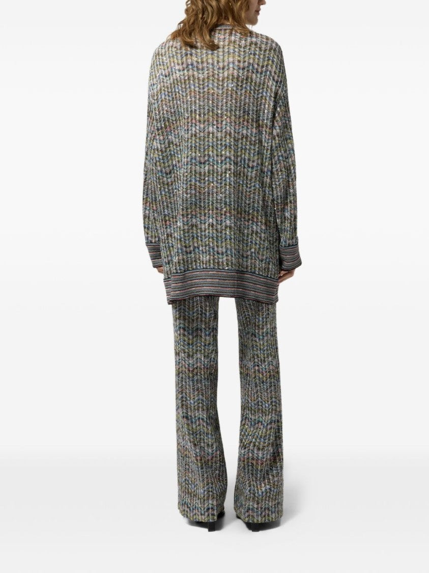 Missoni Multicolor Zigzag Knit V-Neck Sweater