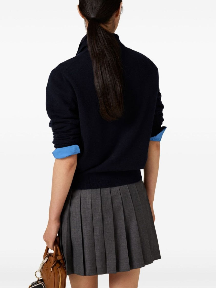 Miu Miu Black Long-Sleeve Half-Zip Polo Shirt