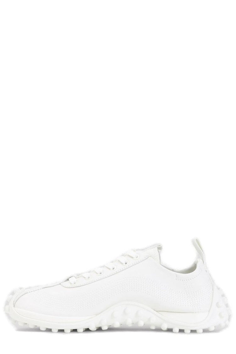 Ami White Leather Low-Top Sneakers With Lace-Up Design