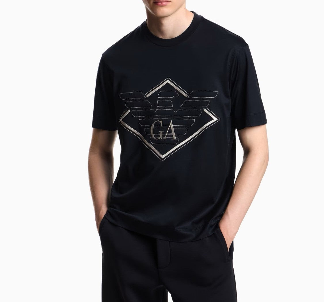 Emporio Armani Maxi-Relief Embroidered Crewneck T-Shirt