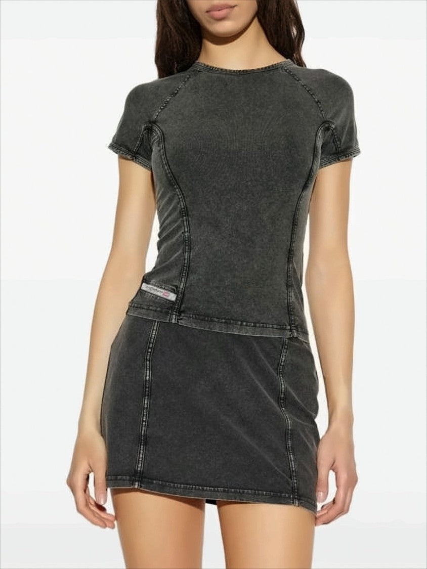 Diesel Fitted Short-Sleeve Top With Contrast Stitching