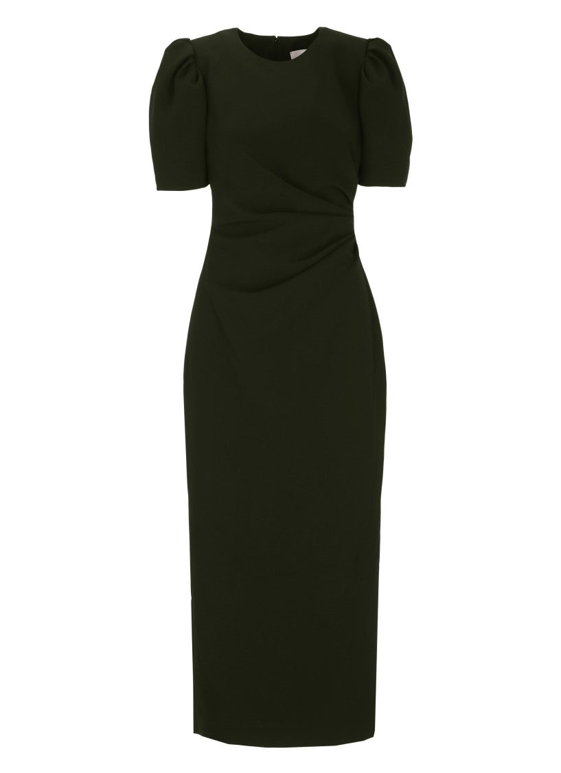 Carolina Herrera Round Neck Midi Dress With Side Drape Detail