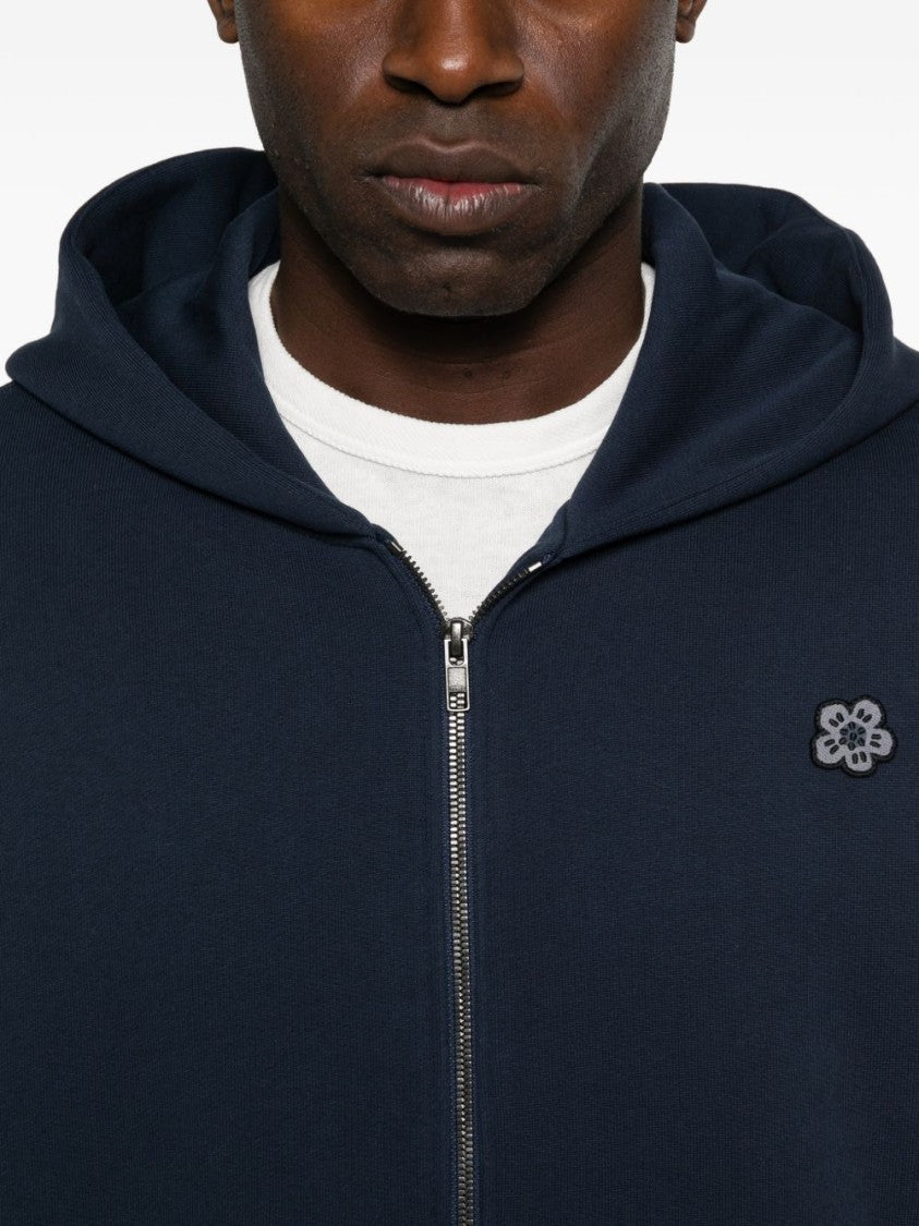 Kenzo Blue Silk And Nylon Crew Neck Hoodies