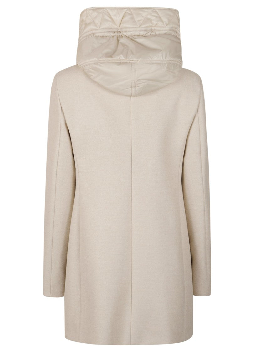 Fay Ivory Short Coat With Quilted Hood