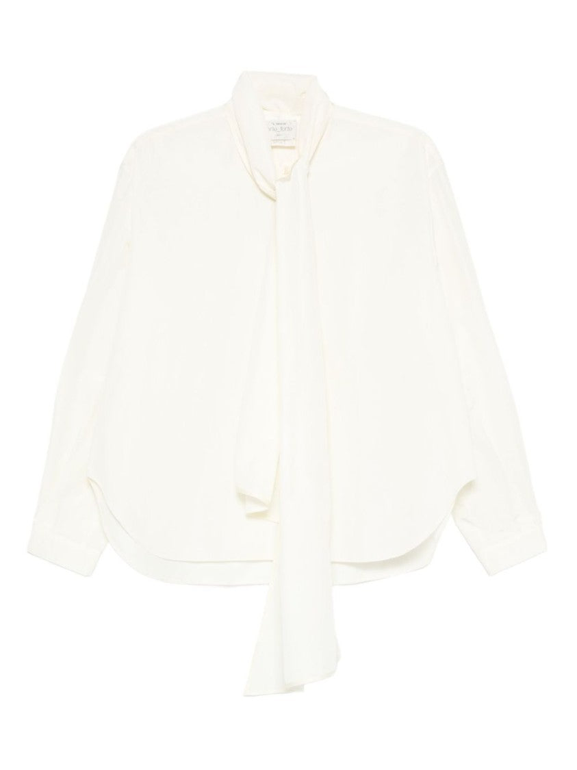 Forte Forte White Blouse With Bow Tie Detail
