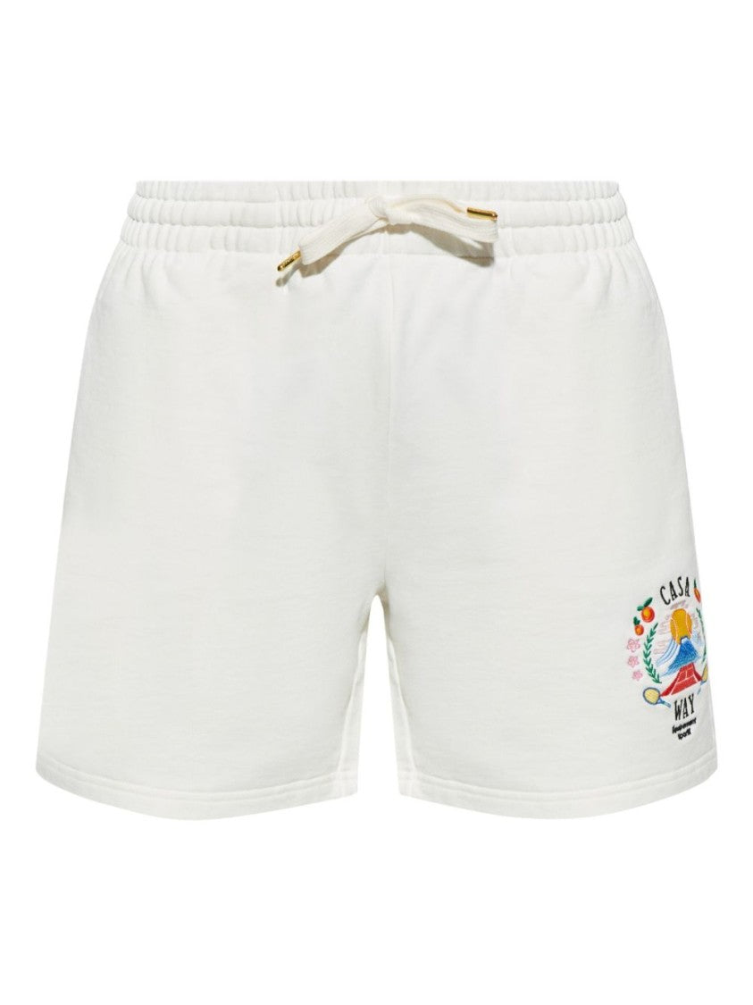 Casablanca Relaxed Fit White Cotton Shorts