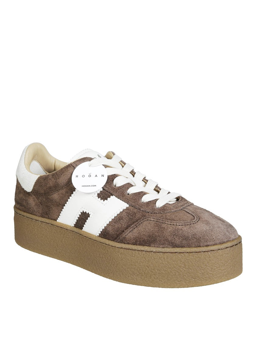Hogan H698 Allacciato H Brown Suede Low-Top Sneakers