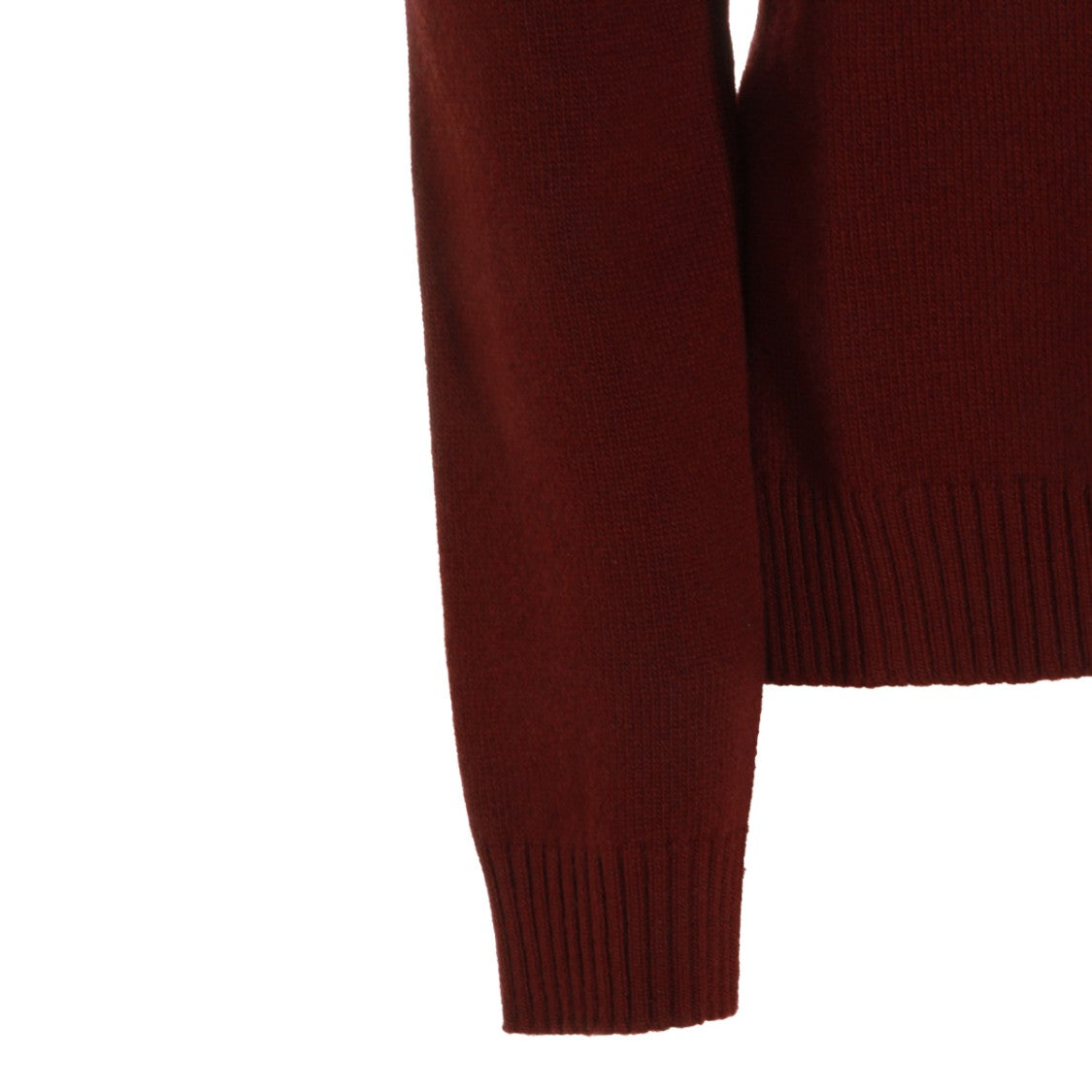 Jil Sander Red Wool Knit Sweater With High Ribbed Collar And Textured Detailing