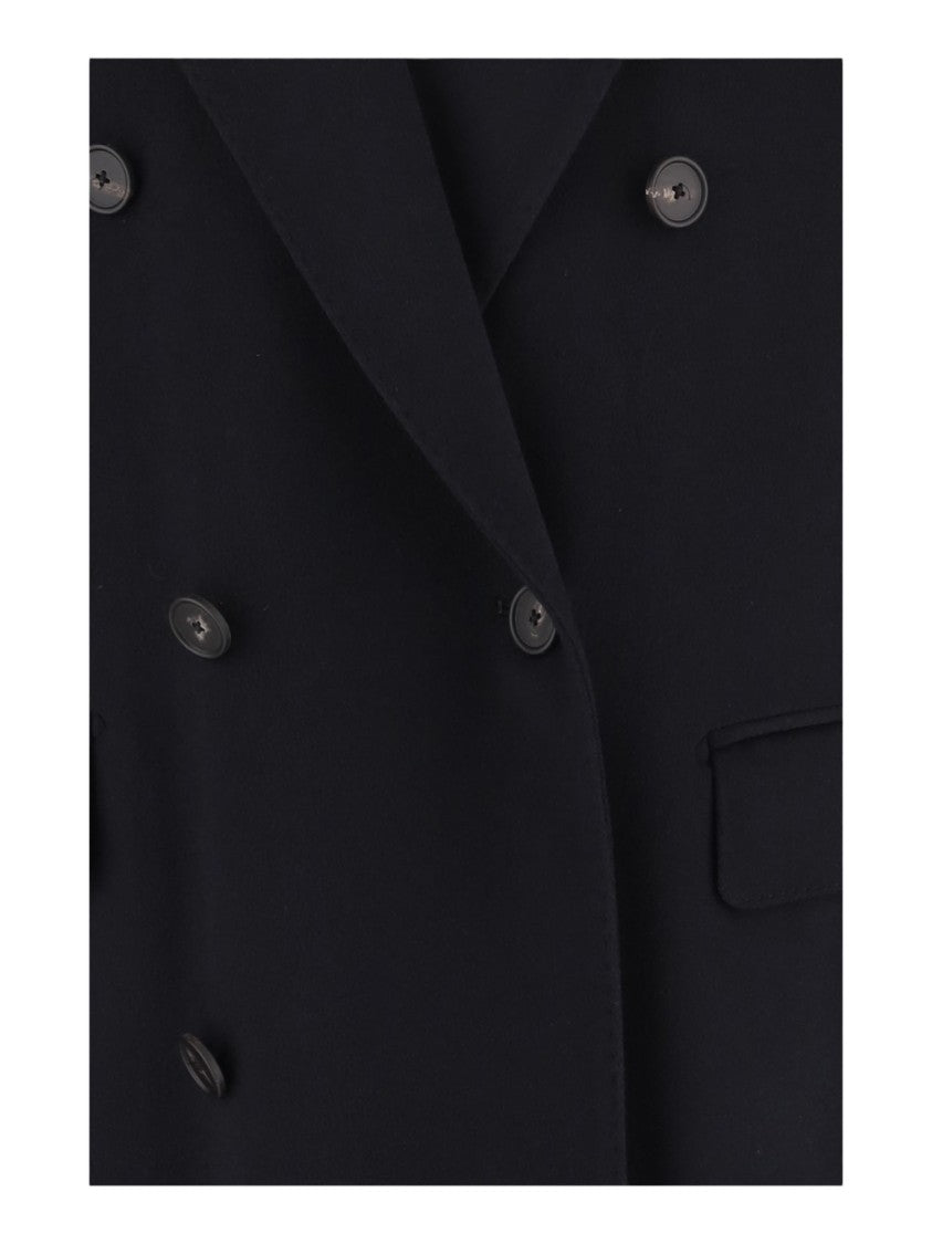 Tagliatore Dark Blue Tailored Double-Breasted Virgin Wool Coat