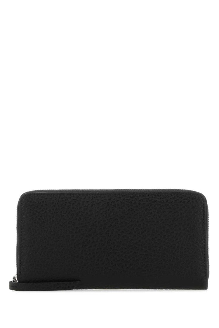 Maison Margiela Textured Black Leather Zip-Around Wallet With Minimalist Design
