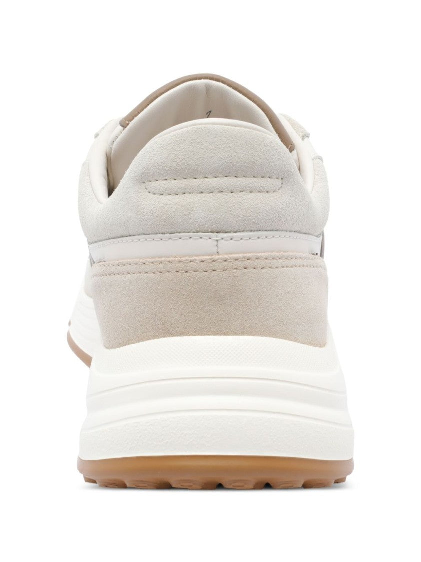 Hogan Beige Leather Sneakers With Textured Upper And Sporty Silhouette