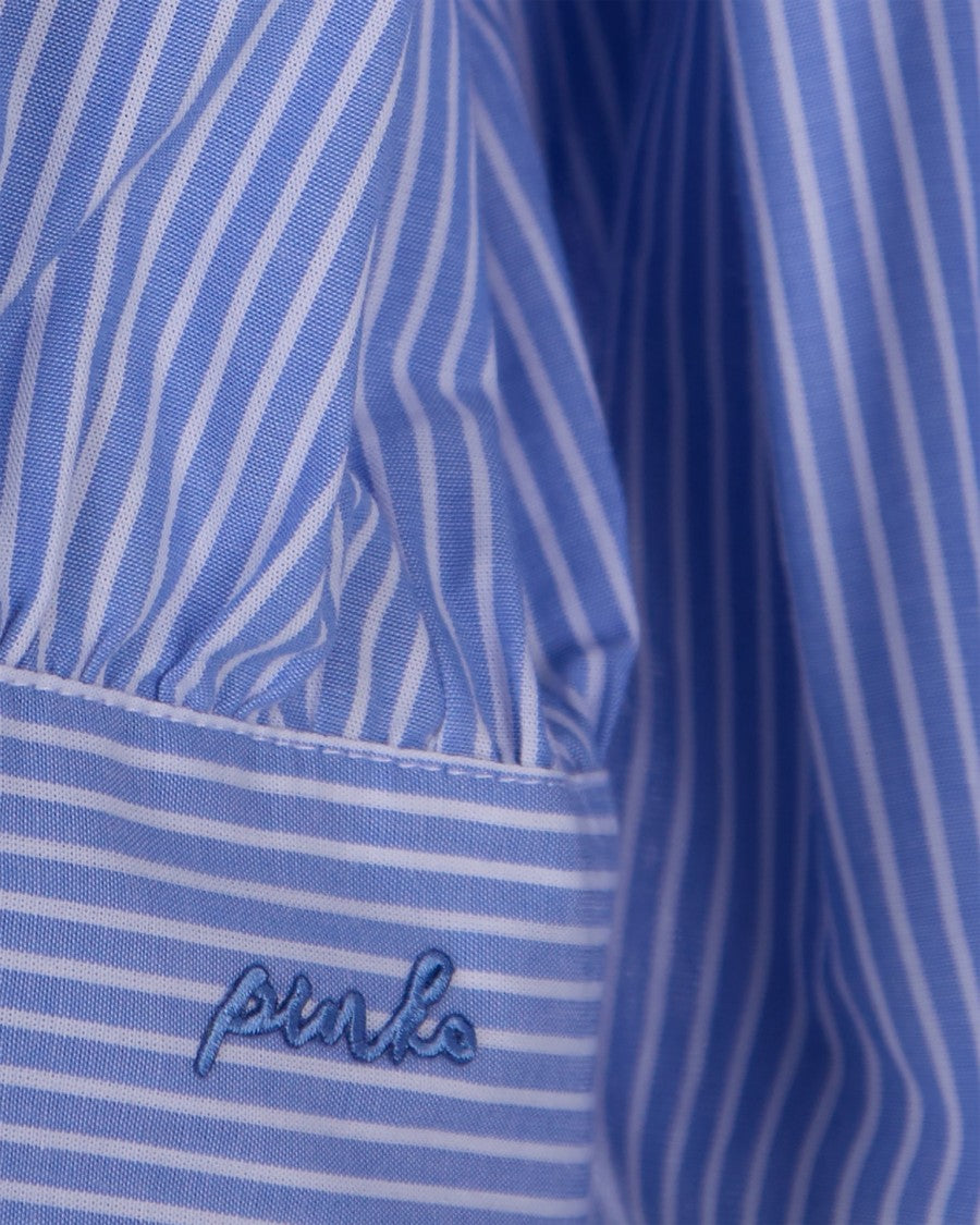 Pinko Cropped Lightweight Cotton Shirt With Vertical Stripes