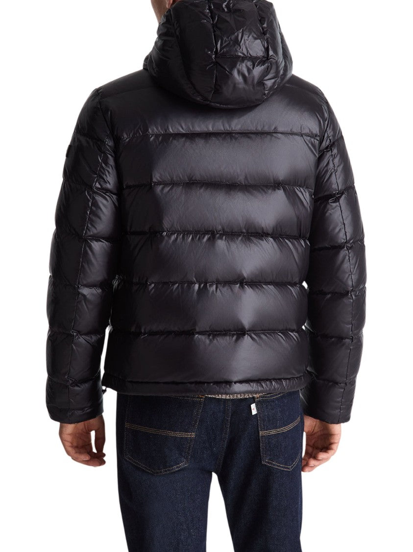 Peuterey Shiny Quilted Hooded Nylon Down Jacket
