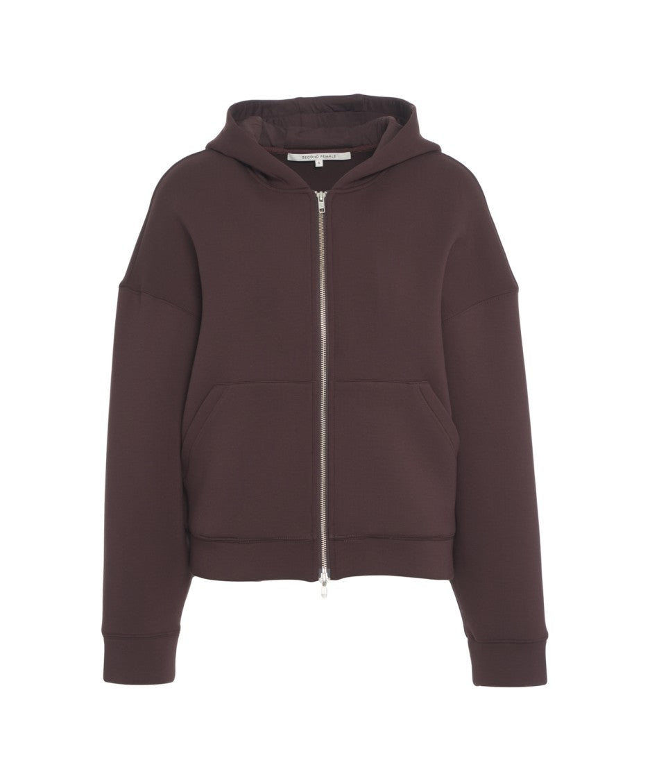 Second Female Zip-Up Hoodie With Spacious Hood And Ribbed Cuffs
